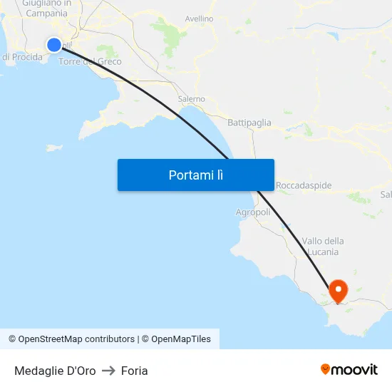 Medaglie D'Oro to Foria map