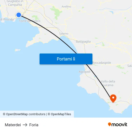 Materdei to Foria map