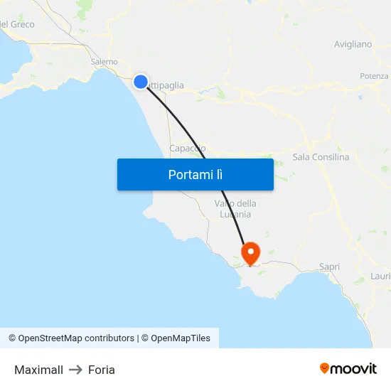 Maximall to Foria map