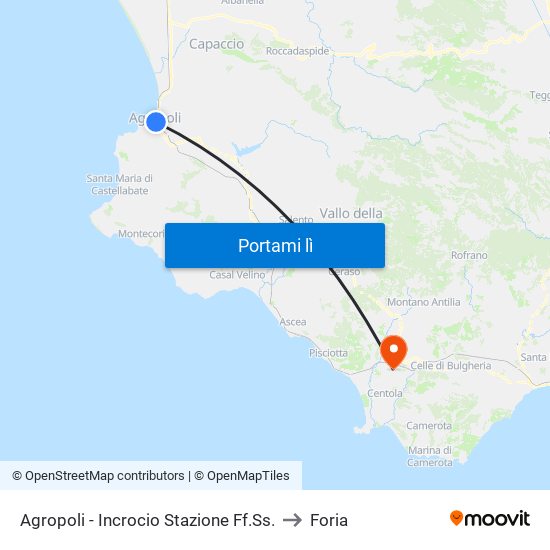 Agropoli - Incrocio Stazione Ff.Ss. to Foria map