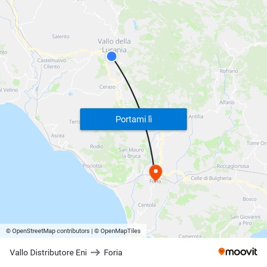 Vallo Distributore Eni to Foria map