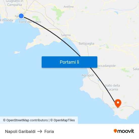 Napoli Garibaldi to Foria map