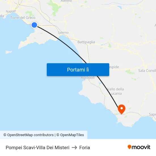 Pompei Scavi-Villa Dei Misteri to Foria map