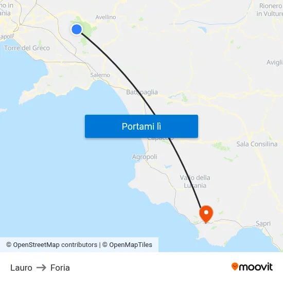 Lauro to Foria map