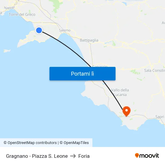 Gragnano - Piazza S. Leone to Foria map
