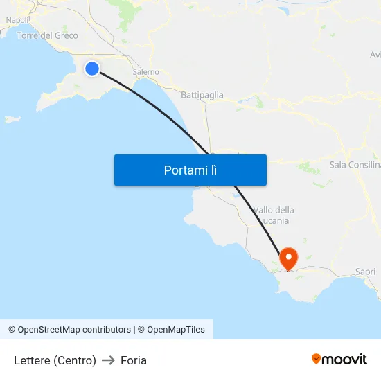 Lettere (Centro) to Foria map