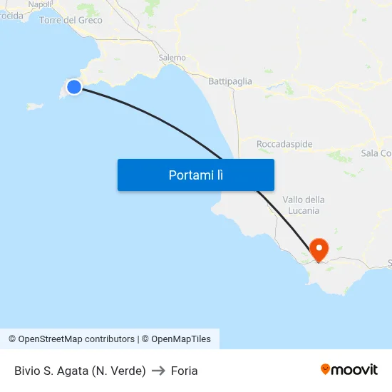 Bivio S. Agata (N. Verde) to Foria map