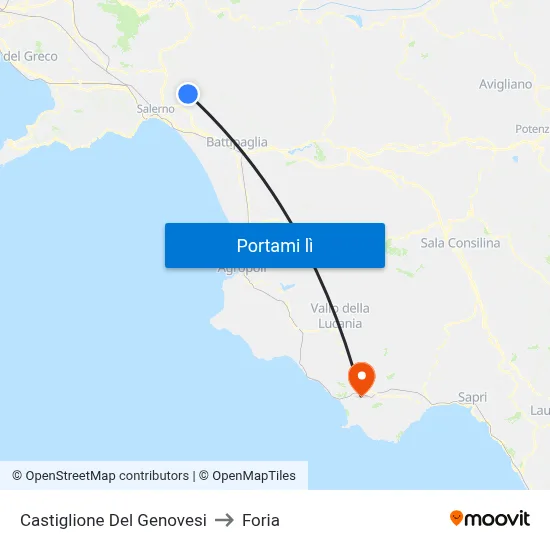 Castiglione Del Genovesi to Foria map