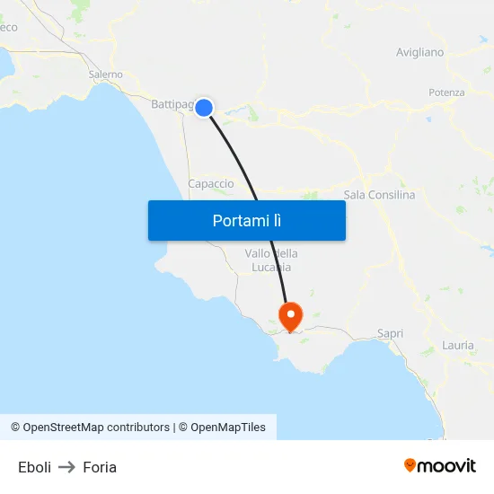 Eboli to Foria map