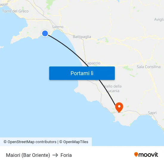 Maiori (Bar Oriente) to Foria map