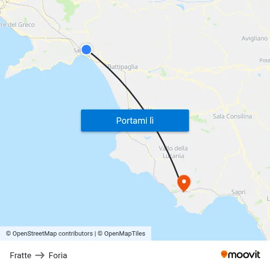 Fratte to Foria map