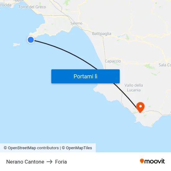 Nerano Cantone to Foria map