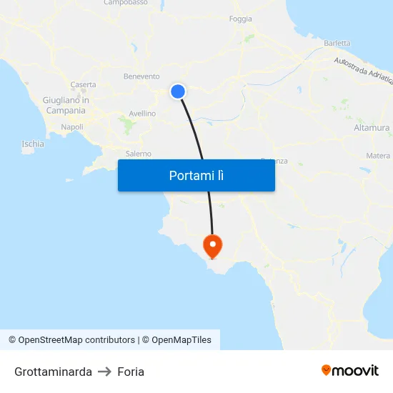 Grottaminarda to Foria map