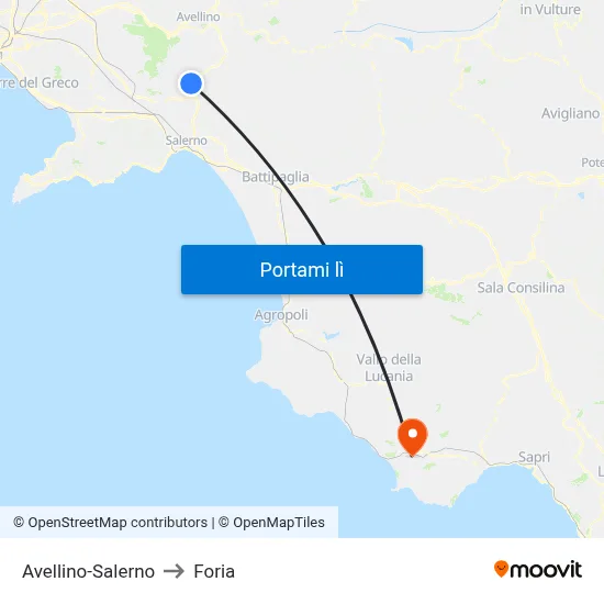 Avellino-Salerno to Foria map
