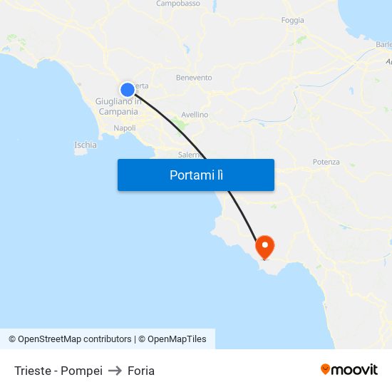 Trieste - Pompei to Foria map