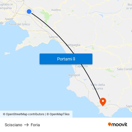 Scisciano to Foria map