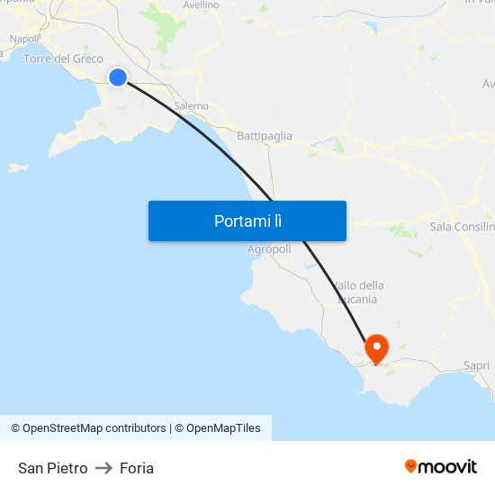 San Pietro to Foria map