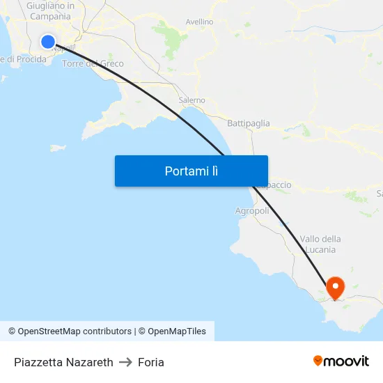 Piazzetta Nazareth to Foria map