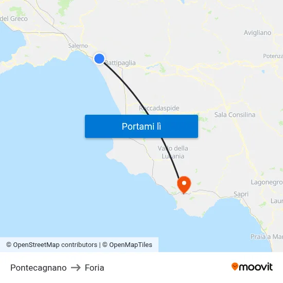 Pontecagnano to Foria map