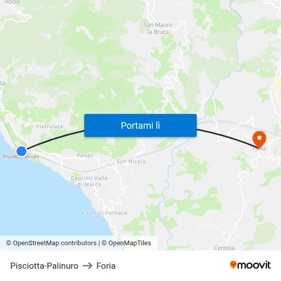 Pisciotta-Palinuro to Foria map