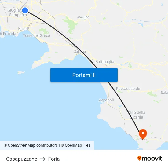 Casapuzzano to Foria map