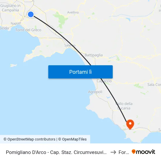Pomigliano D'Arco - Cap. Staz. Circumvesuviana to Foria map