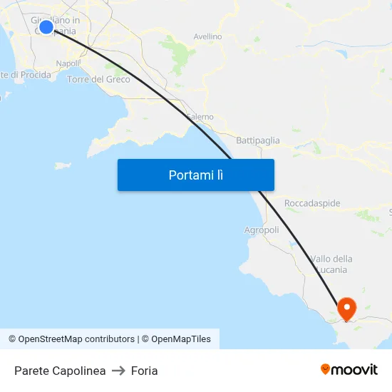 Parete Capolinea to Foria map