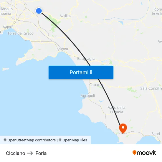Cicciano to Foria map