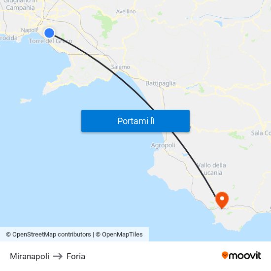 Miranapoli to Foria map