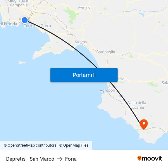 Depretis - San Marco to Foria map