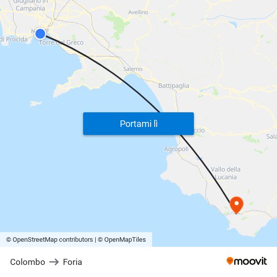 Colombo to Foria map