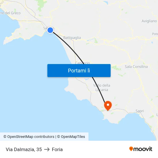 Via Dalmazia, 35 to Foria map