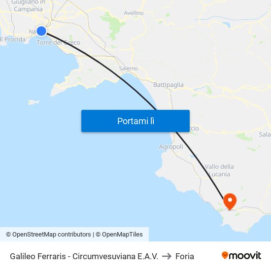 Galileo Ferraris - Circumvesuviana E.A.V. to Foria map