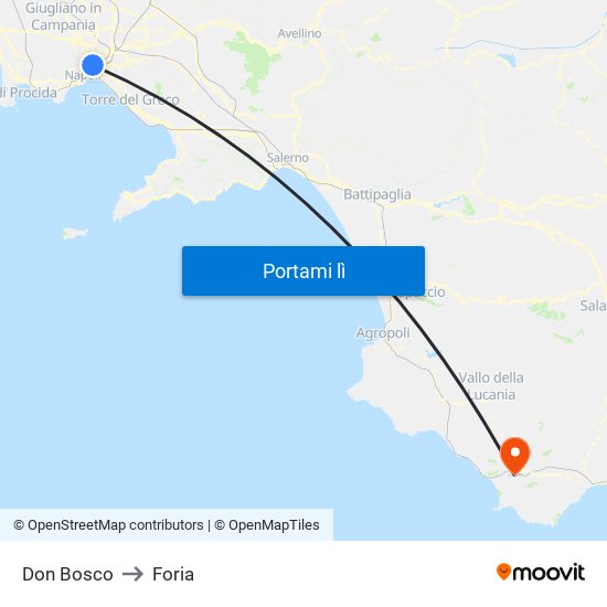 Don Bosco to Foria map