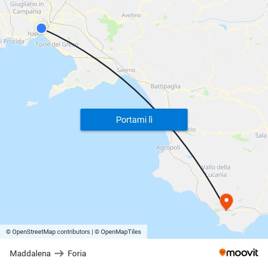 Maddalena to Foria map