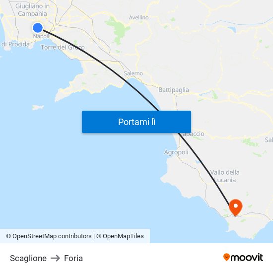 Scaglione to Foria map