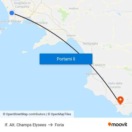 If. Alt. Champs Elysees to Foria map