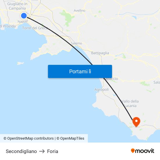 Secondigliano to Foria map