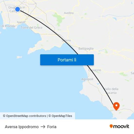 Aversa Ippodromo to Foria map