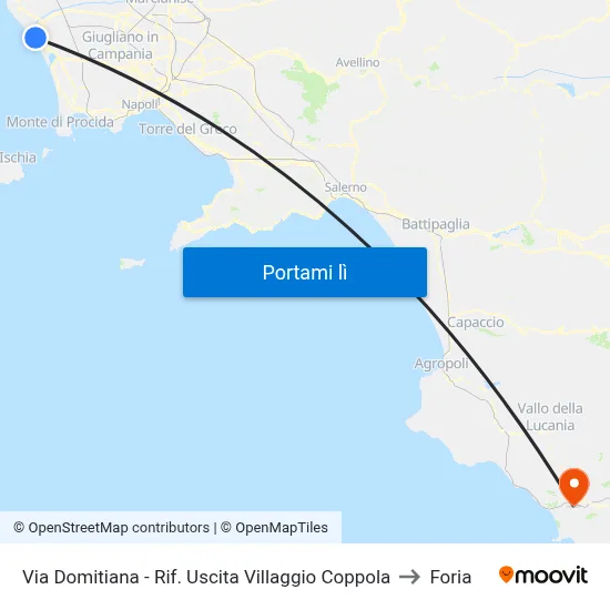 Via Domitiana - Rif. Uscita Villaggio Coppola to Foria map