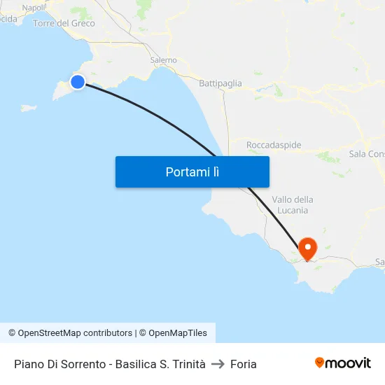 Piano Di Sorrento - Basilica S. Trinità to Foria map