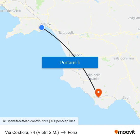 Via Costiera, 74 (Vietri S.M.) to Foria map