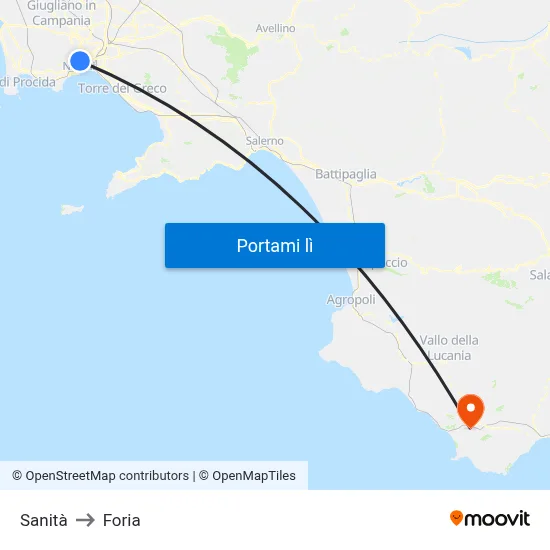 Sanità to Foria map