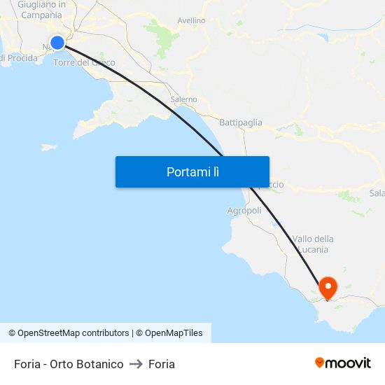 Foria - Orto Botanico to Foria map