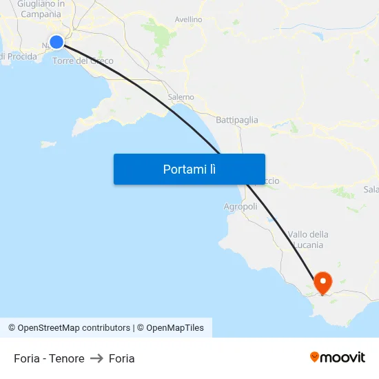 Foria - Tenore to Foria map
