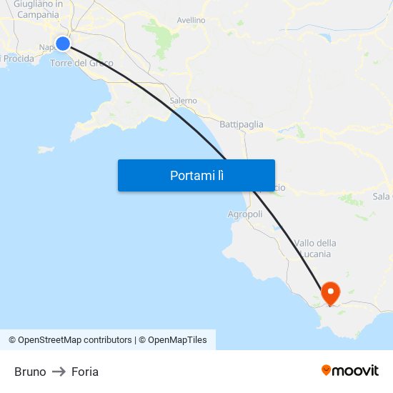 Bruno to Foria map