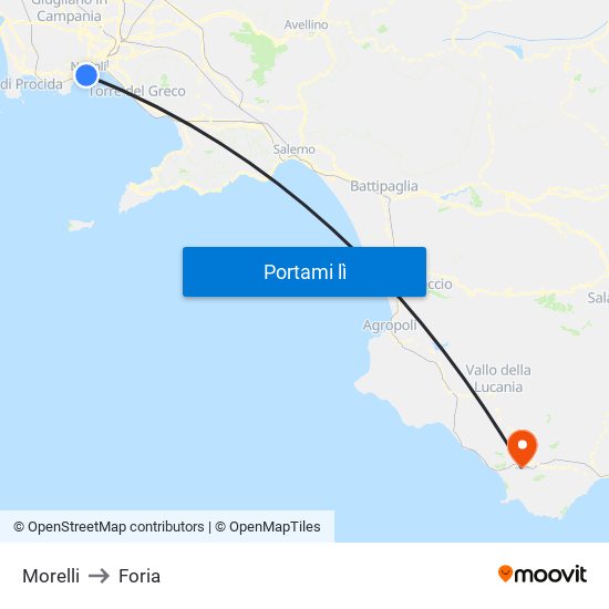 Morelli to Foria map