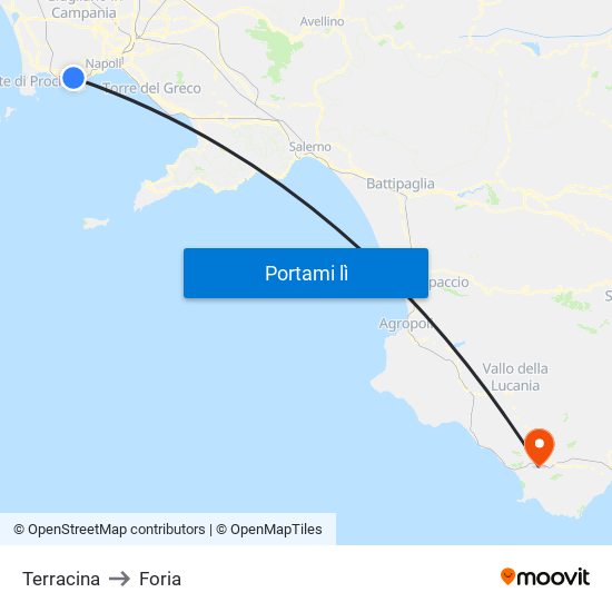 Terracina to Foria map