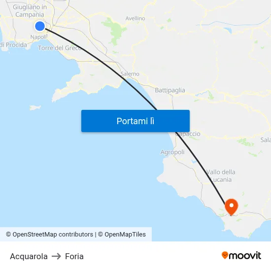 Acquarola to Foria map