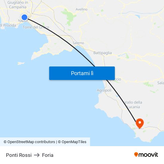 Ponti Rossi to Foria map